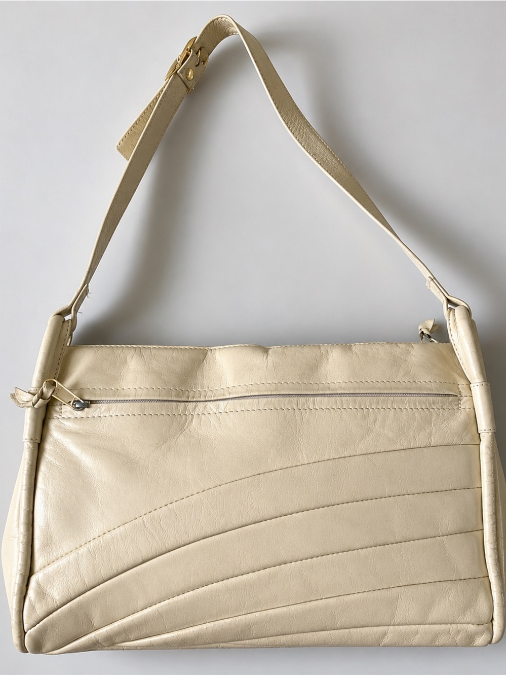 GABAY VANCOUVER Vintage Cream Genuine Leather Shoulder Bag Purse Minimalist Y2K